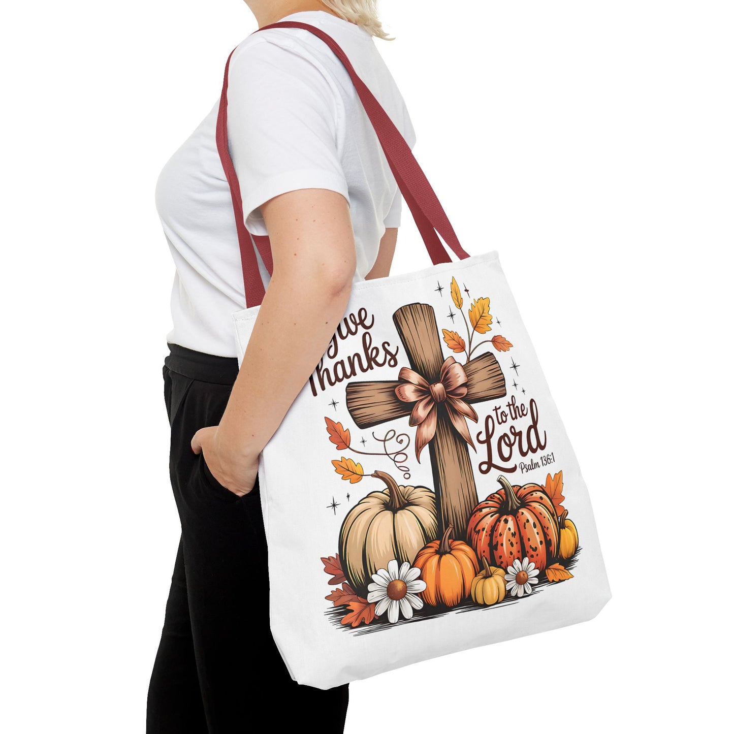 🙏 Give Thanks to the Lord Tote Bag – Faith and Fall Season Style