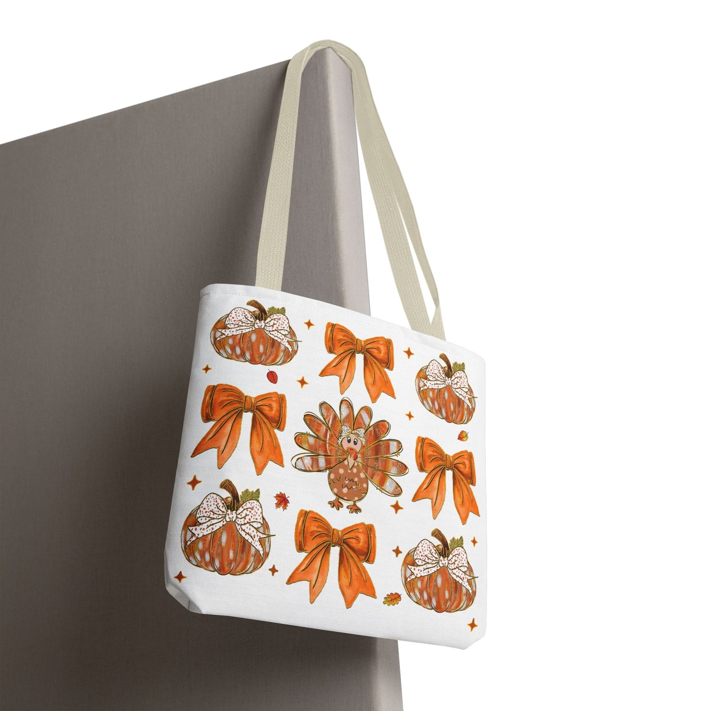 🎀 Girly Bows & Turkey Tote Bag – Cute & Cozy Thanksgiving Style 🦃🧡