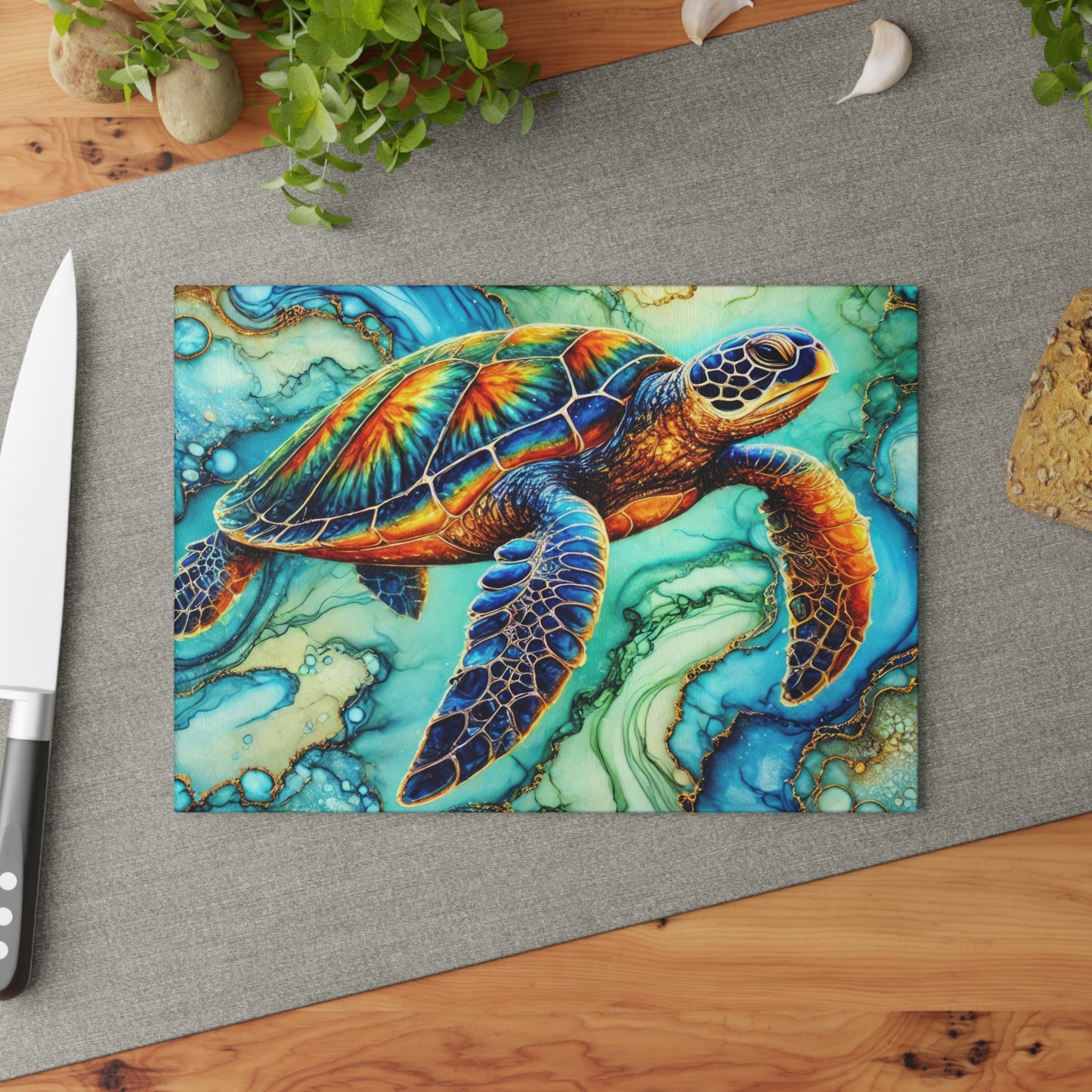 Tabla de cortar de tortuga marina, tabla de charcutería, regalo de inauguración de la casa, regalos de cocina, cocina costera, casa de playa, vida marina, cocina de vida marina