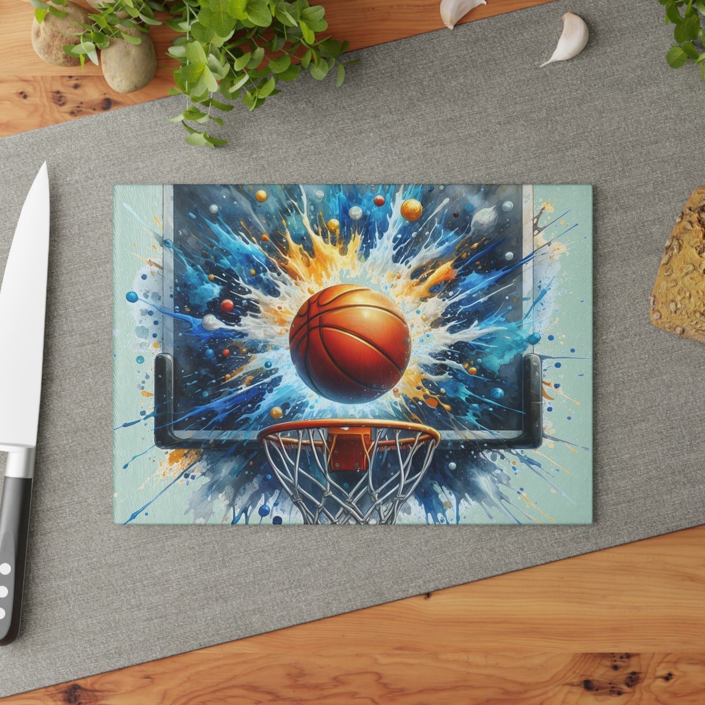 🏀 Basketball Splash Art Cutting Board – Slam Dunk Style for Your Kitchen 🎨