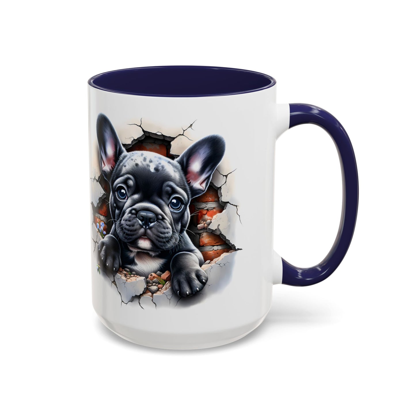 🐾🖤 Black French Bulldog Puppy Accent Mug – Cute Peek-Through Cup for Dog Lovers ☕✨