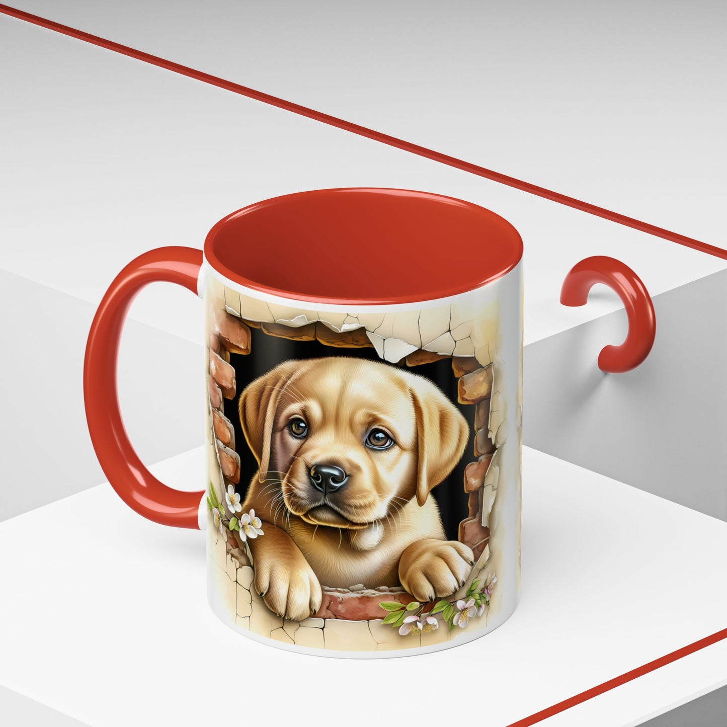 🐶☕ Labrador Puppy Peek Accent Mug – Sweet Yellow Lab Lover Gift ✨💛