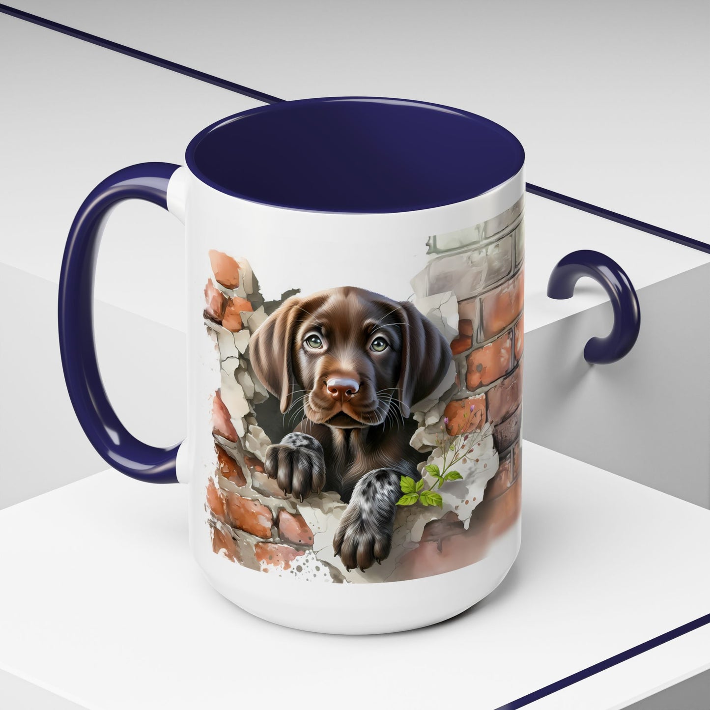 🐶🍫 Chocolate Lab Puppy Accent Mug – Sweet Brown Pup Coffee Cup ☕💛