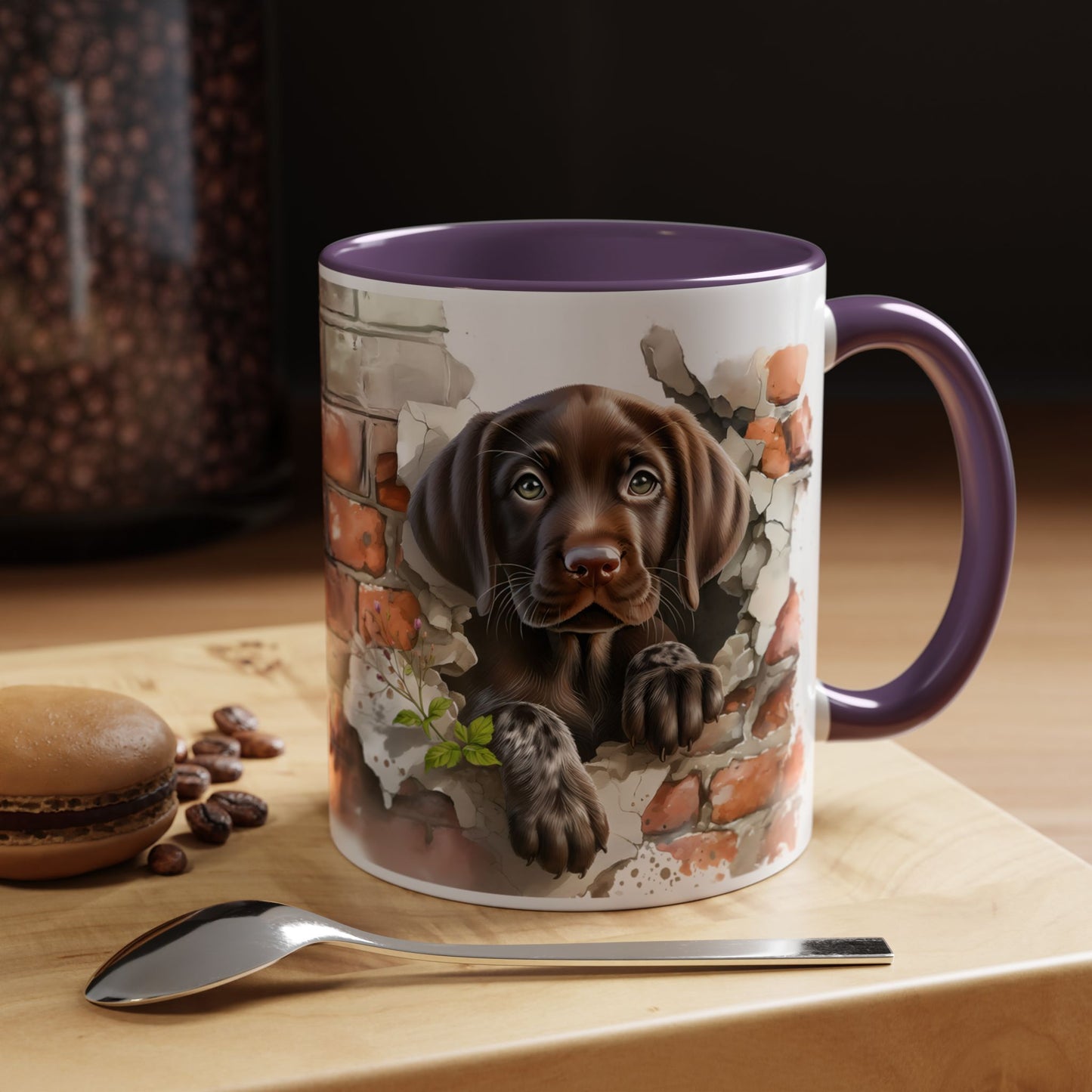🐶🍫 Chocolate Lab Puppy Accent Mug – Sweet Brown Pup Coffee Cup ☕💛