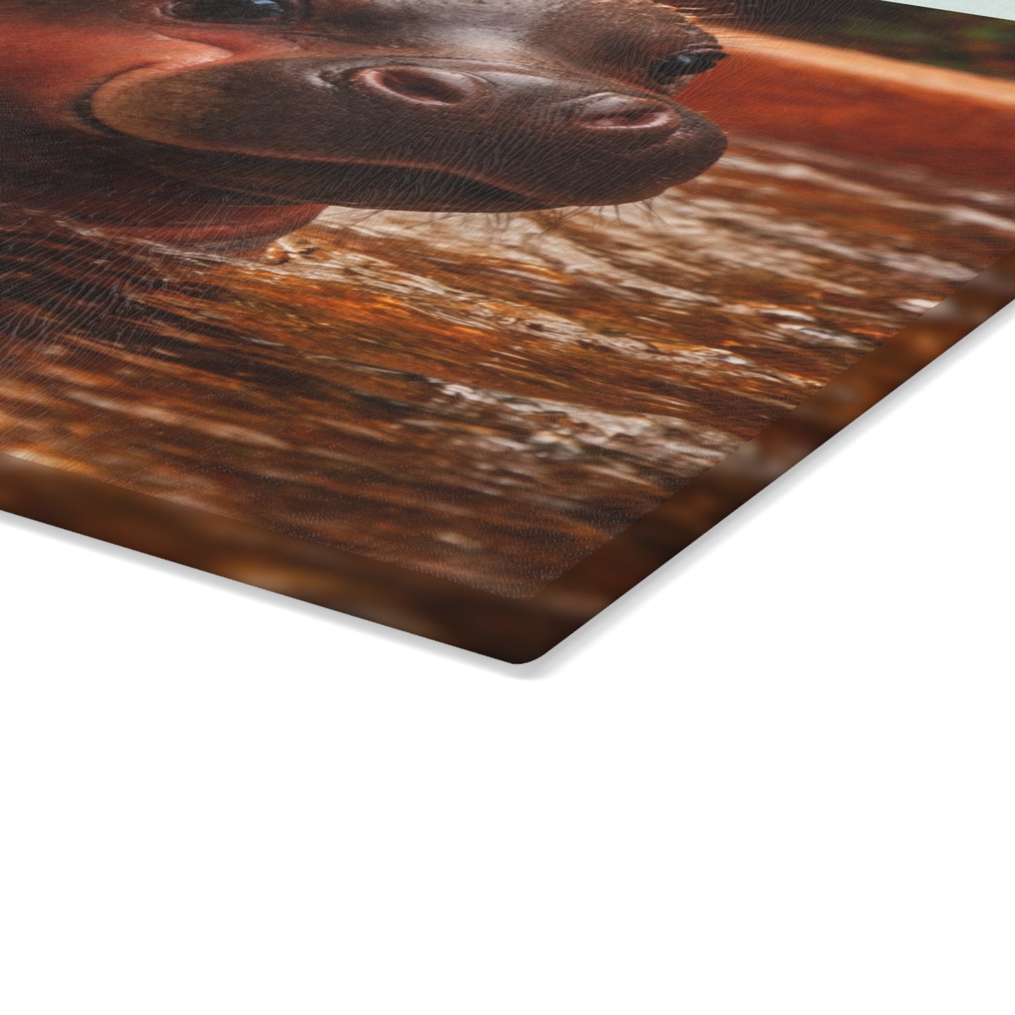 Baby Hippo Glass Cutting Board – Adorable Safari Wildlife Kitchen Decor