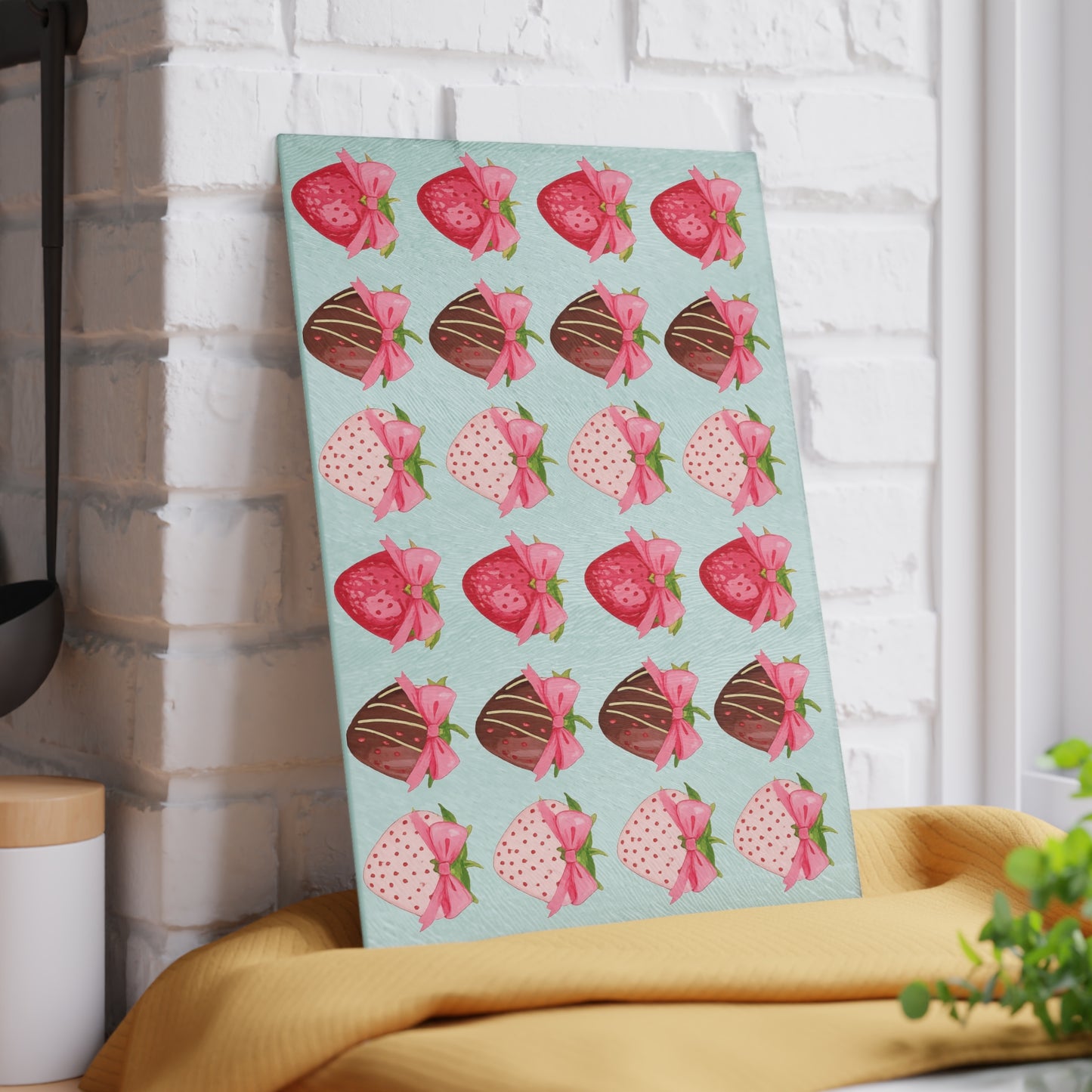 🍓 Chocolate-Covered Strawberry Bow Cutting Board – Sweet Elegance for Your Kitchen 🎀