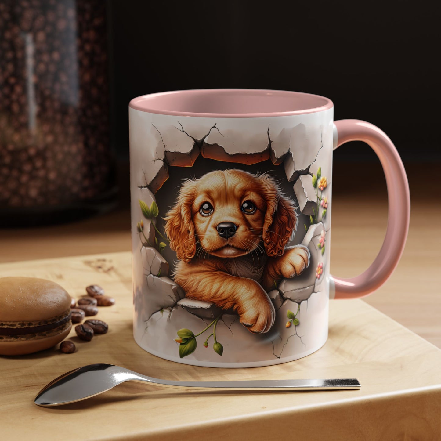 🐾 Cocker Spaniel Puppy Accent Mug – Sweet Fluffy Pup Coffee Cup ☕🤎