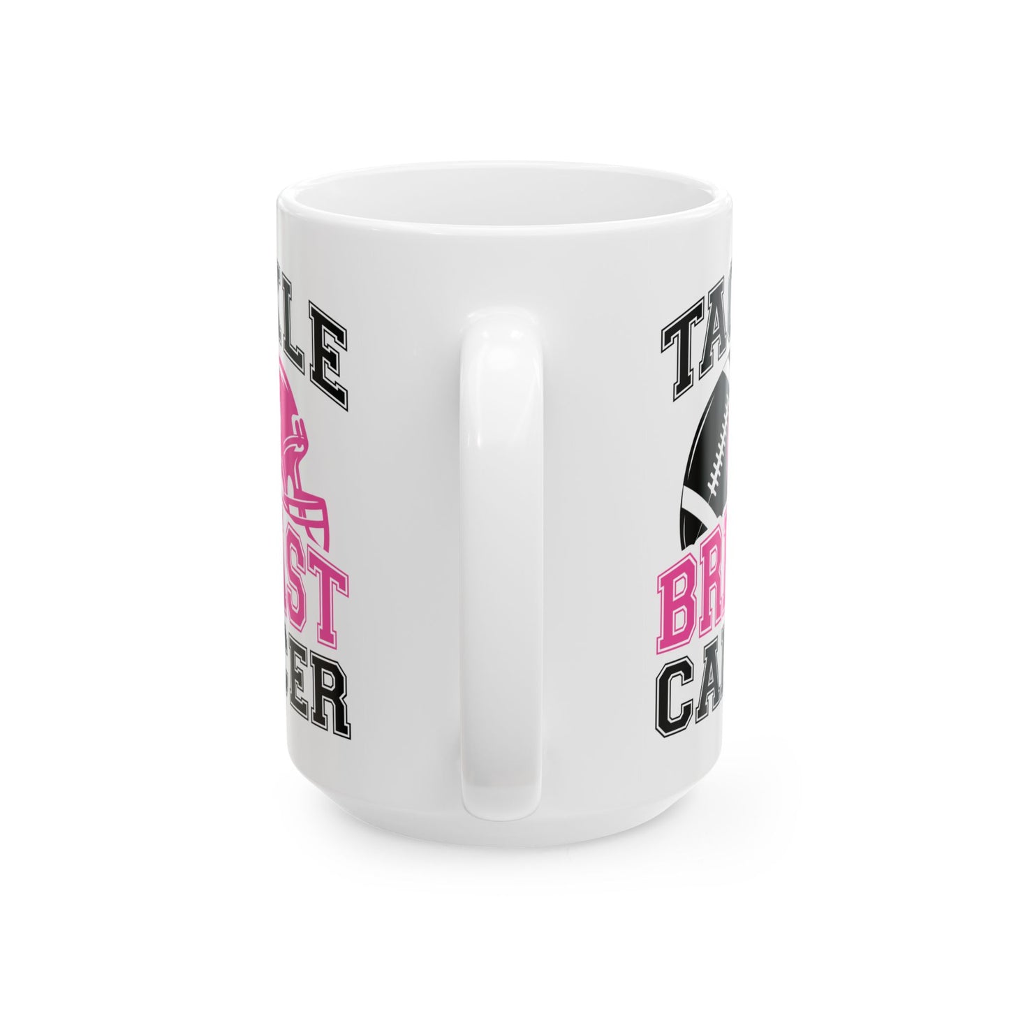 🏈🎀 Tackle Breast Cancer Mug – Football Strength Meets Awareness 💗