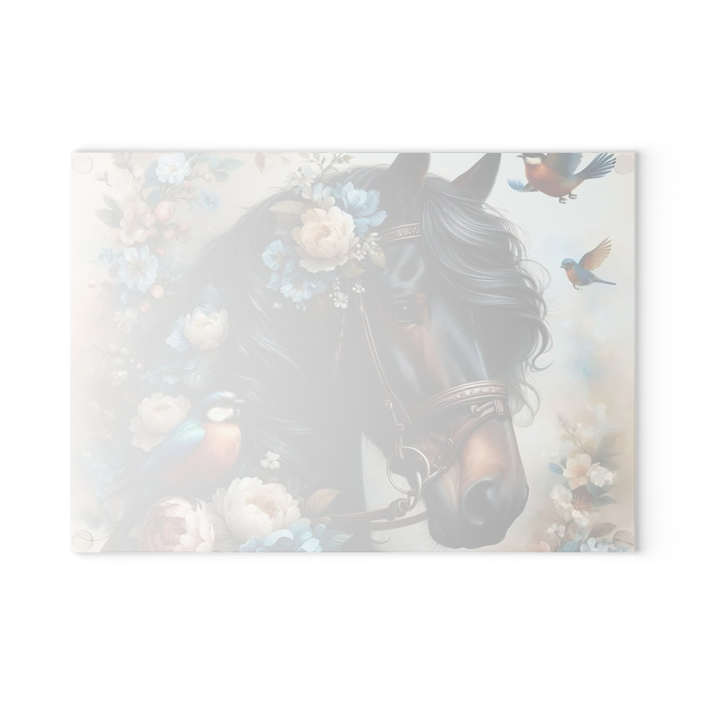 Hermosa tabla de cortar de caballo, tabla de cortar de vidrio templado, tabla de charcutería, tabla de cortar, regalo de inauguración de la casa, tabla de cortar personalizada