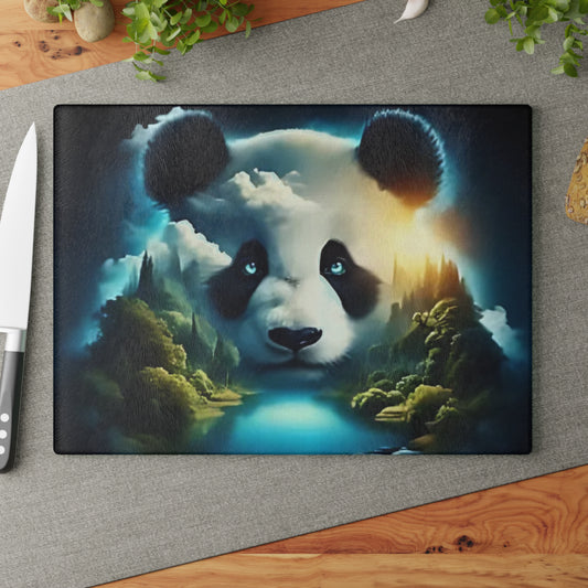 Tabla de cortar de vidrio templado con forma de oso panda