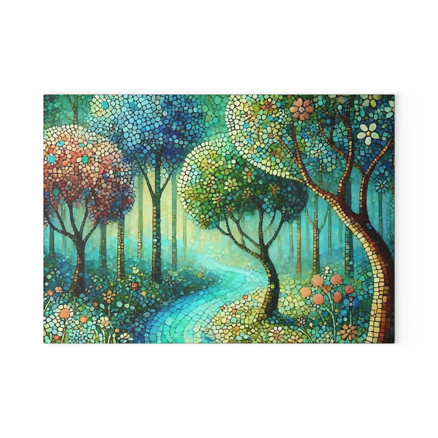 Tabla de cortar de vidrio templado con diseño de mosaico – Artistic Nature Design
