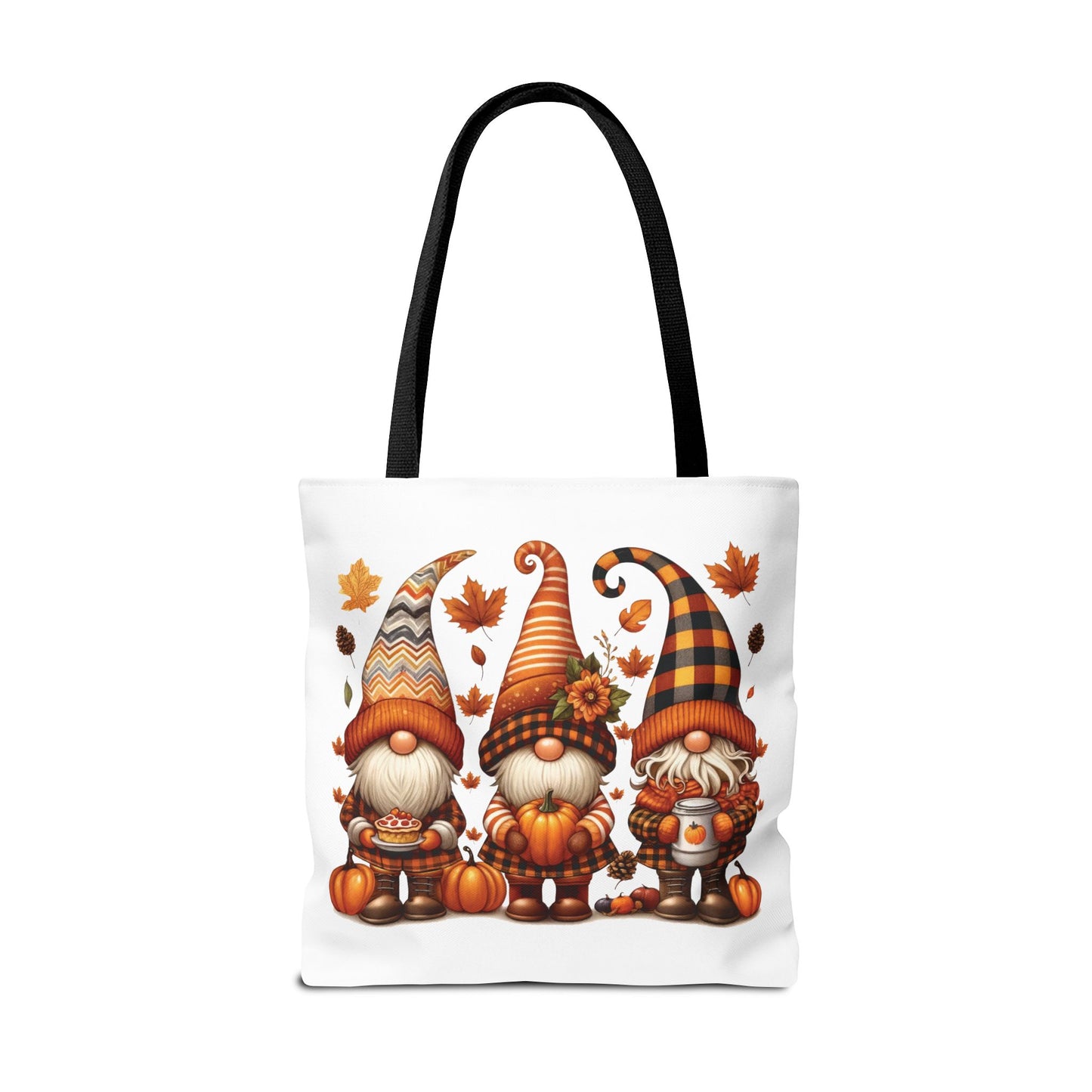 🍁 Autumn Gnome Trio Tote Bag – Cozy Fall Charm with Pumpkin Spice Magic