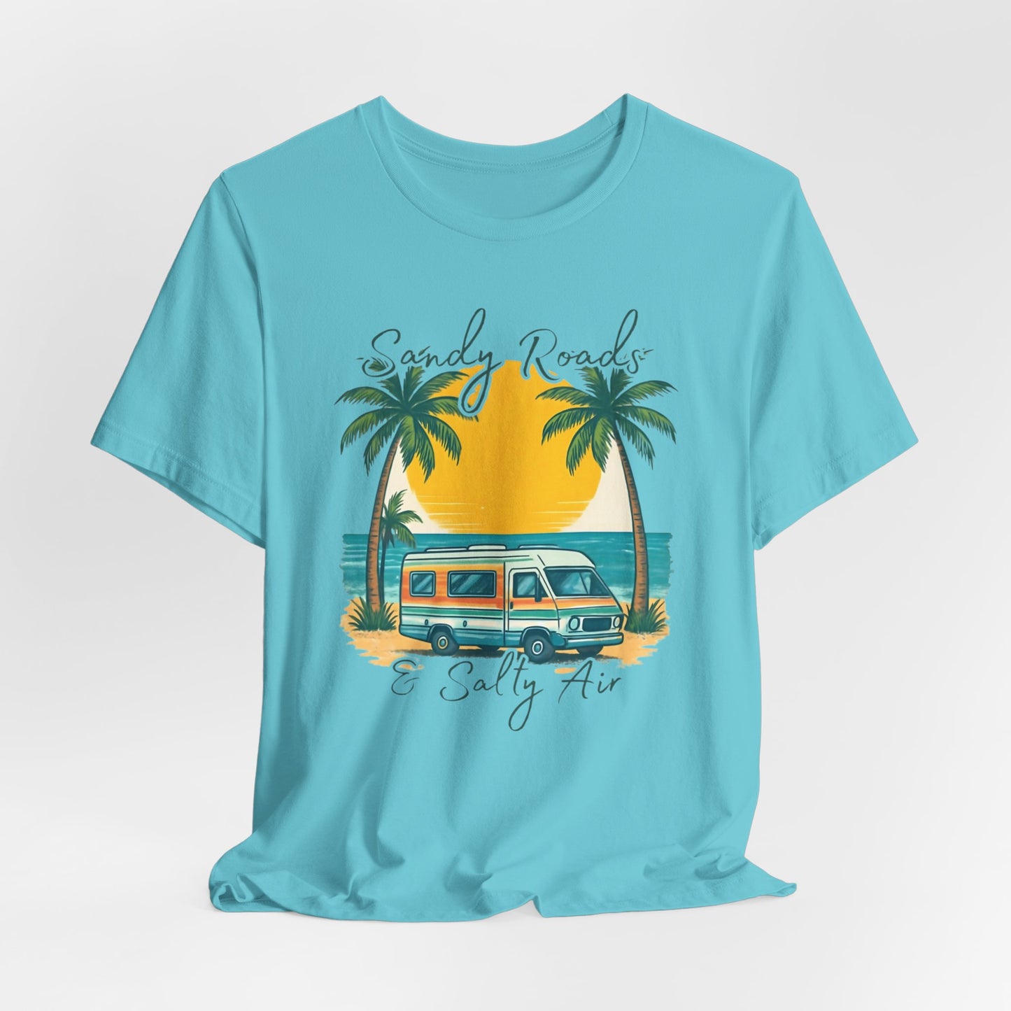 Camiseta Sandy Roads &amp; Salty Air: Camisa playera ligera para mujer para días costeros y ambiente veraniego.
