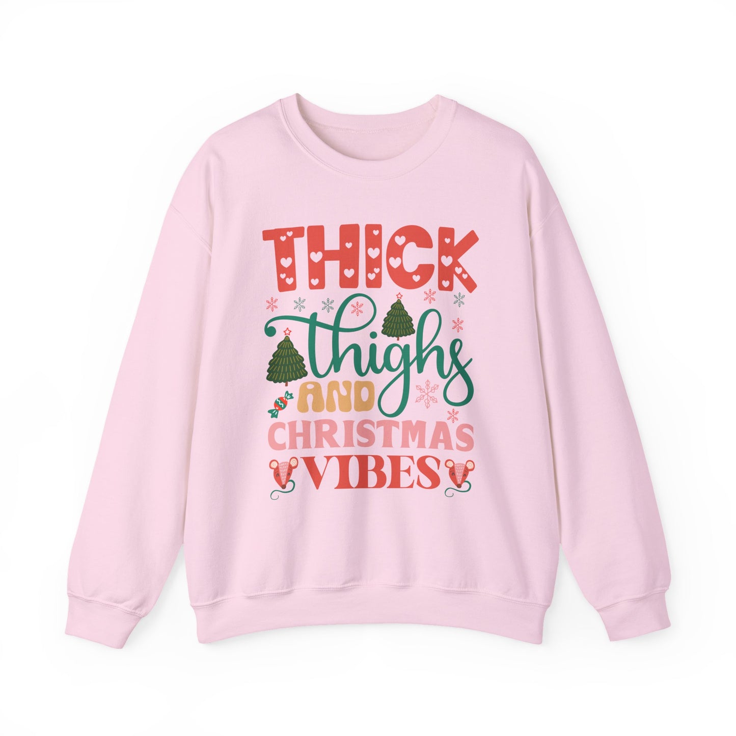 🎄💖 Thick Thighs & Christmas Vibes Crewneck – Cute, Confident & Cozy