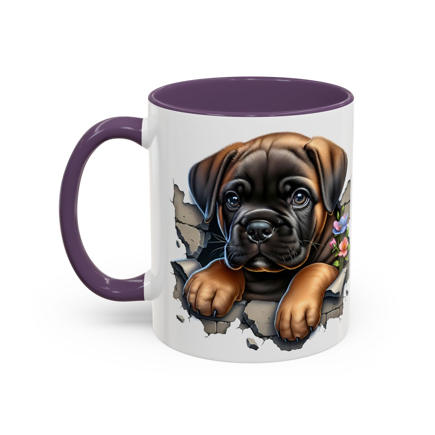 🧡 Boxer Puppy Accent Mug – Adorable Peek-Through Cup for Dog Lovers