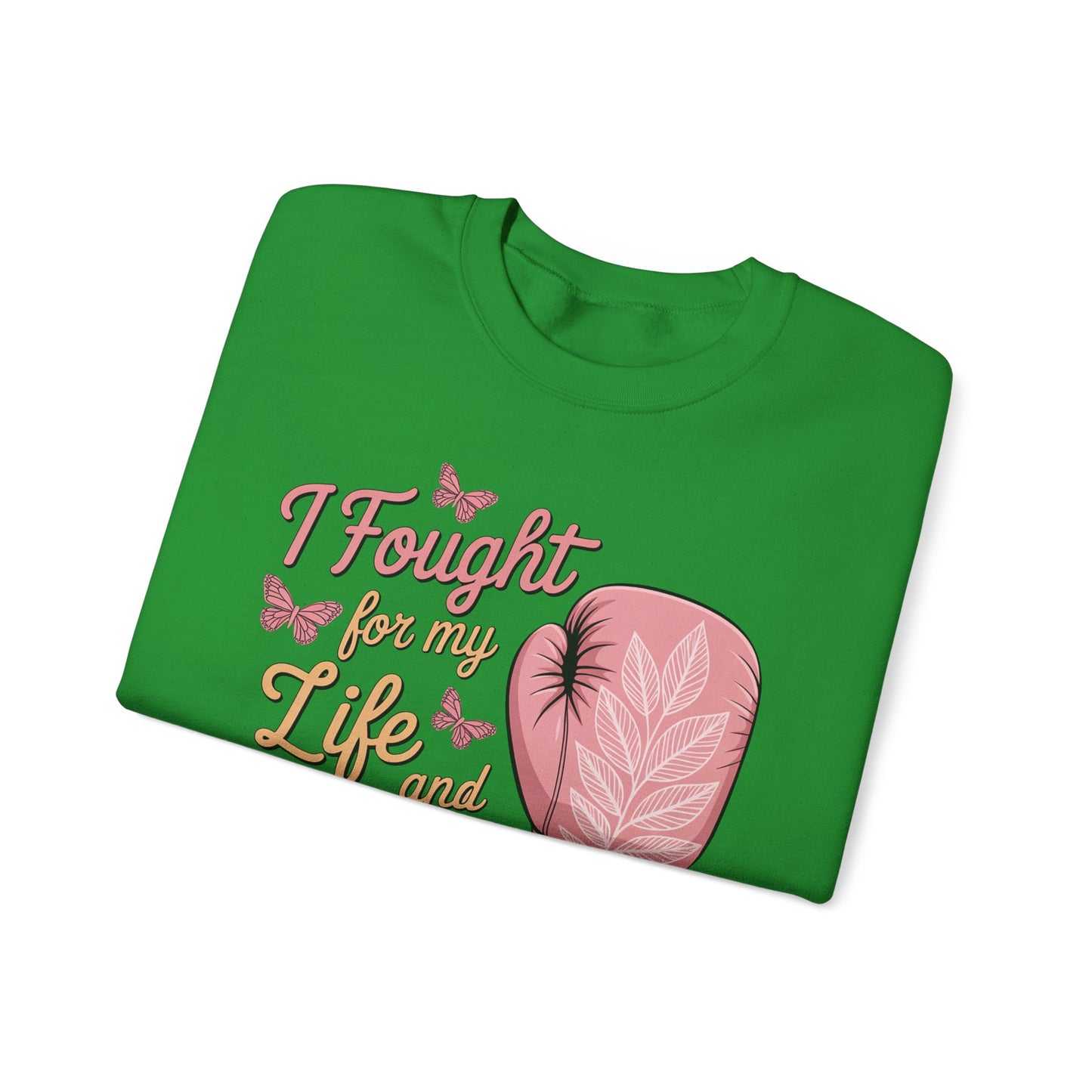 🥊🦋 I Fought for My Life and I Won Sweatshirt – Breast Cancer Survivor Crewneck