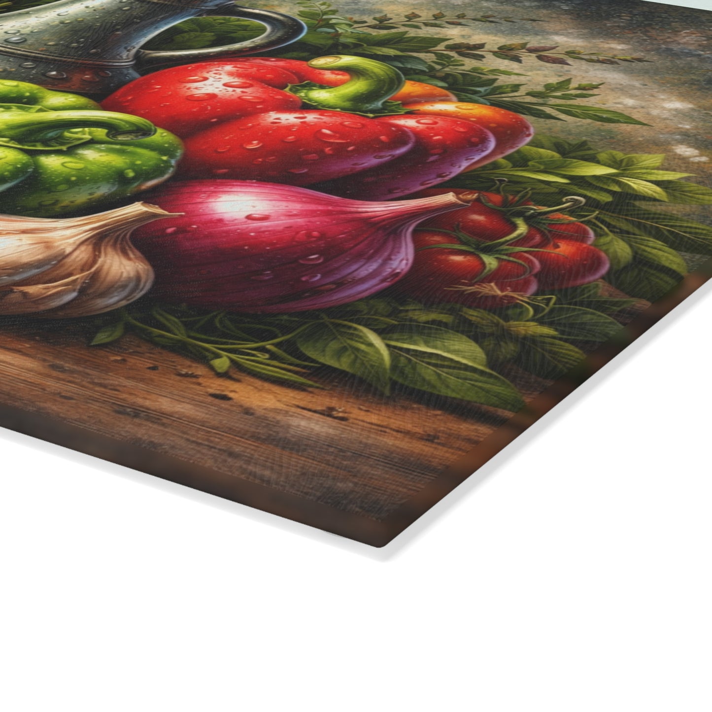 Rustic Farm Fresh Vegetable Glass Cutting Board – Gourmet Garden Kitchen Decor