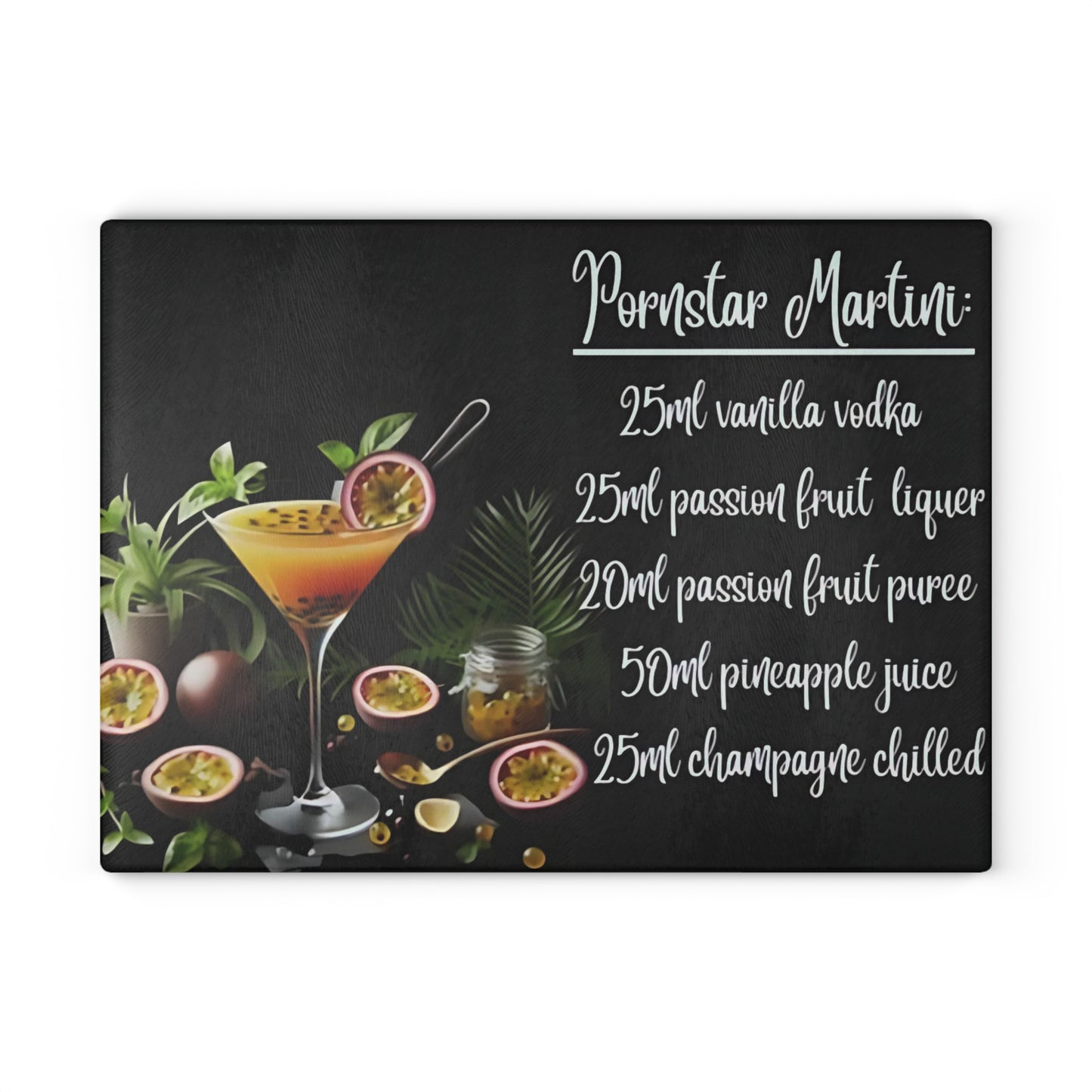 🍸 Pornstar Martini Recipe Cutting Board – Flirty, Fun, & Fabulous Kitchen Decor