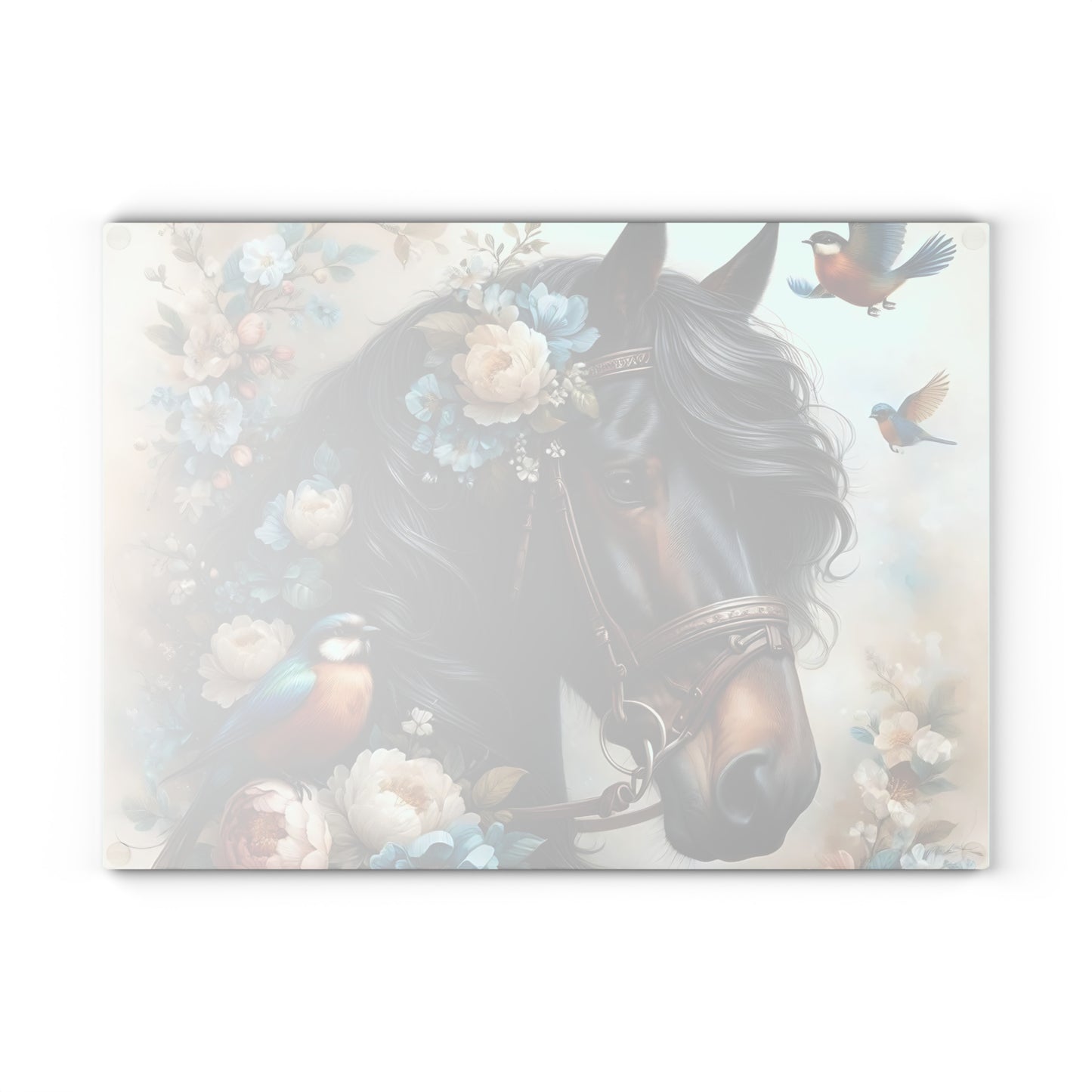 Hermosa tabla de cortar de caballo, tabla de cortar de vidrio templado, tabla de charcutería, tabla de cortar, regalo de inauguración de la casa, tabla de cortar personalizada