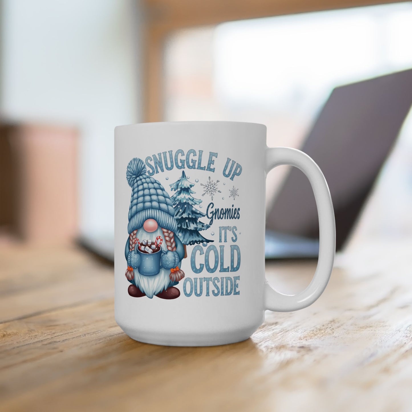 ☕ Snuggle Up Gnomies Mug – Cozy Up, It’s Cold Outside ❄️⛄