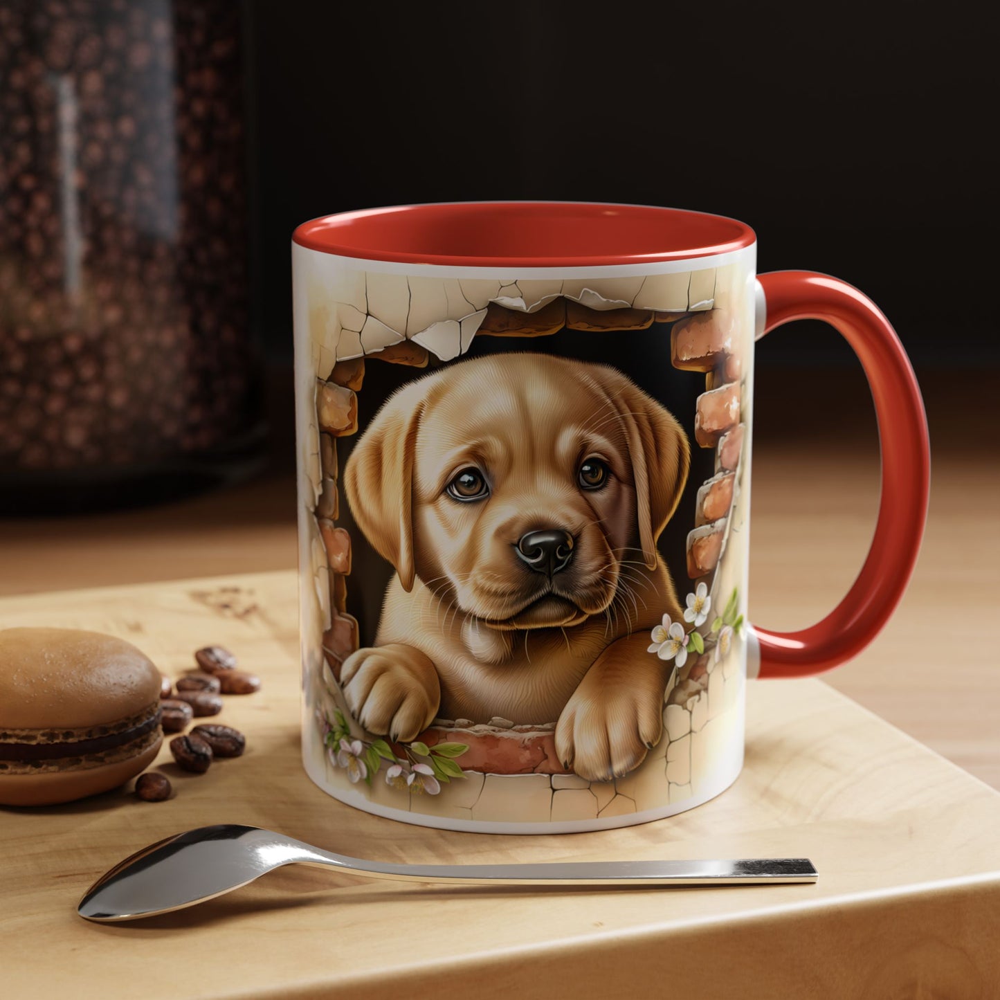 🐶☕ Labrador Puppy Peek Accent Mug – Sweet Yellow Lab Lover Gift ✨💛