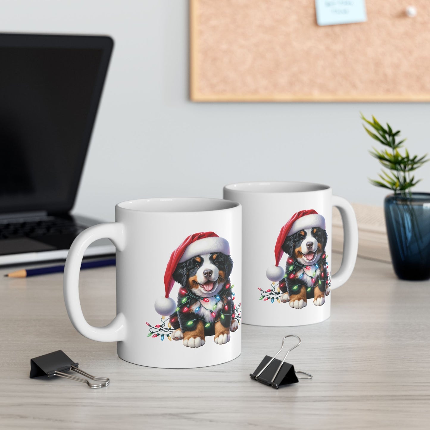🎄 Bernese Mountain Dog Christmas Lights Mug – Cozy Charm for the Holidays 🐶