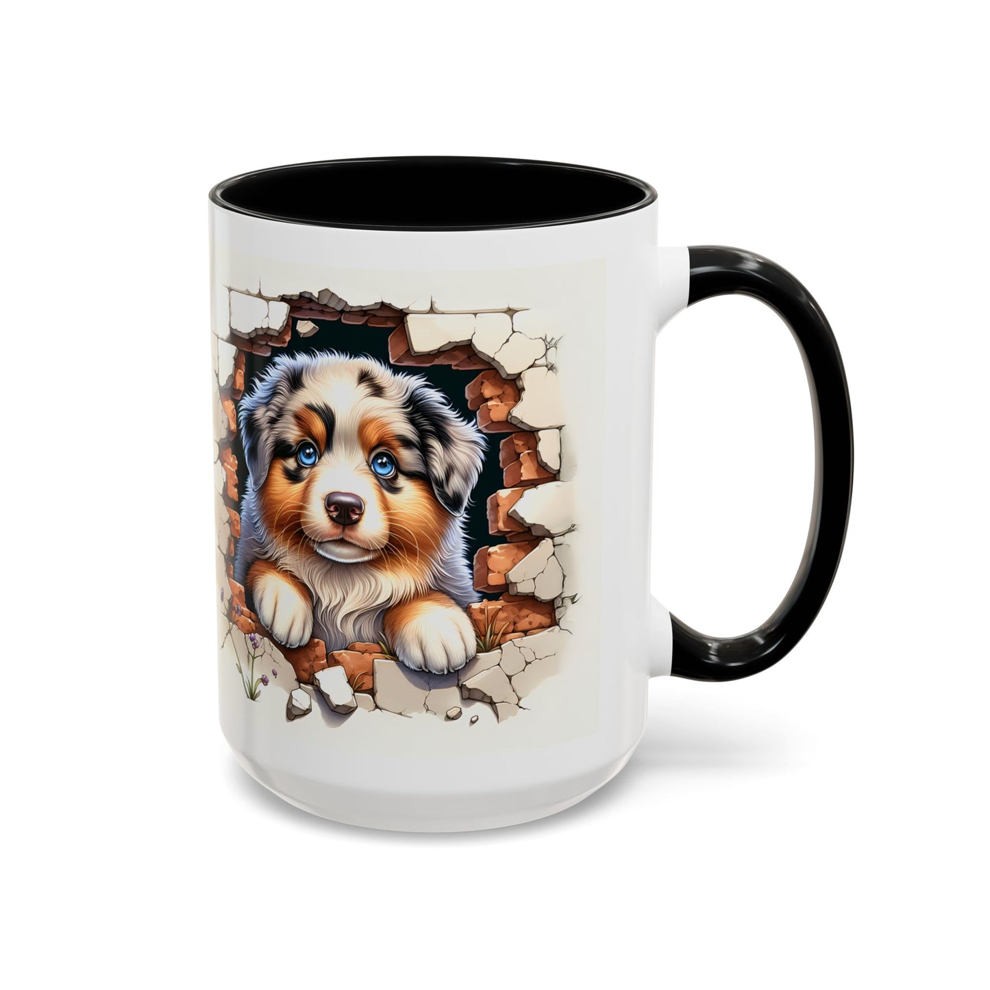 🐾☕ Australian Shepherd Puppy Peek Accent Mug – Blue-Eyed Beauty Dog Lover Gift ✨💙