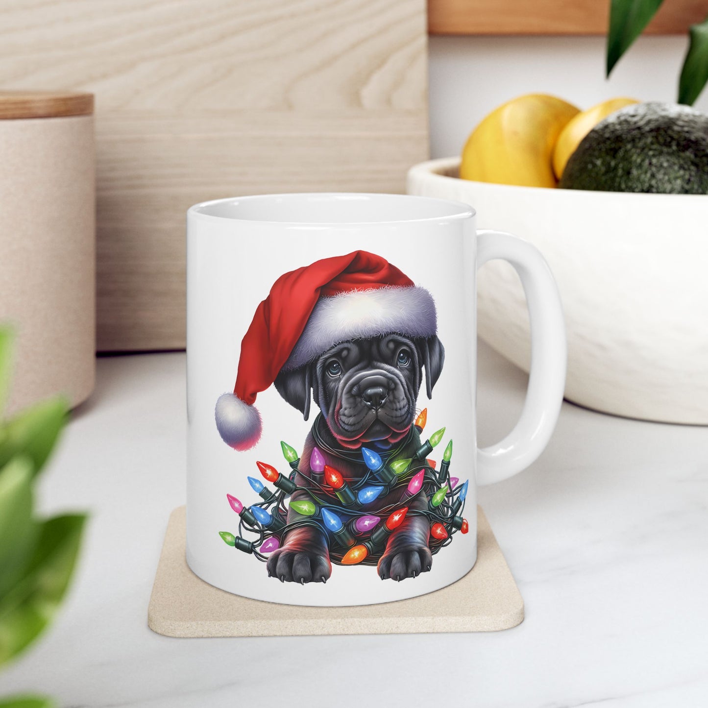 🎄 Cane Corso Christmas Lights Mug – Big Pup Energy for the Holidays 🎅🐾