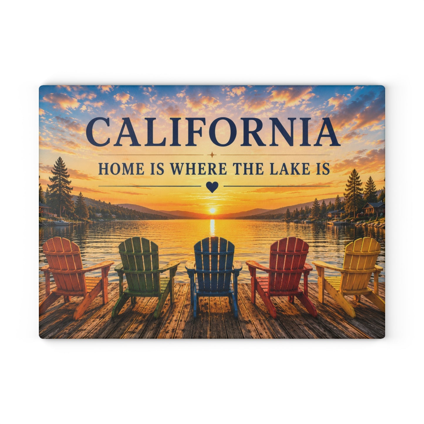 California Lake Glass Cutting Board – Home Is Where the Lake Is Kitchen Decor