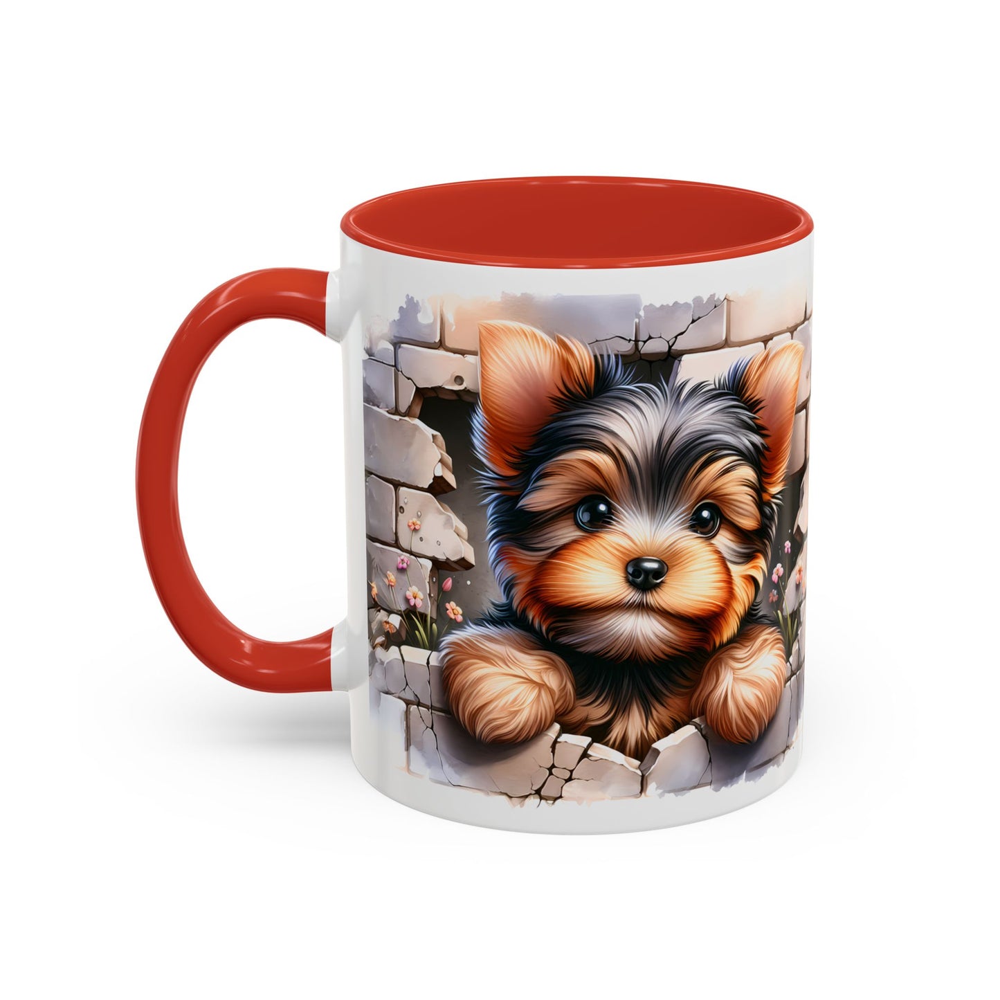 🎀🐶 Yorkie Puppy Accent Mug – Cute Peek-Through Dog Design for Animal Lovers ☕💖