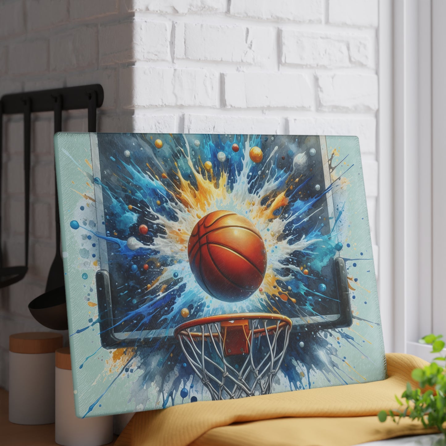 🏀 Basketball Splash Art Cutting Board – Slam Dunk Style for Your Kitchen 🎨