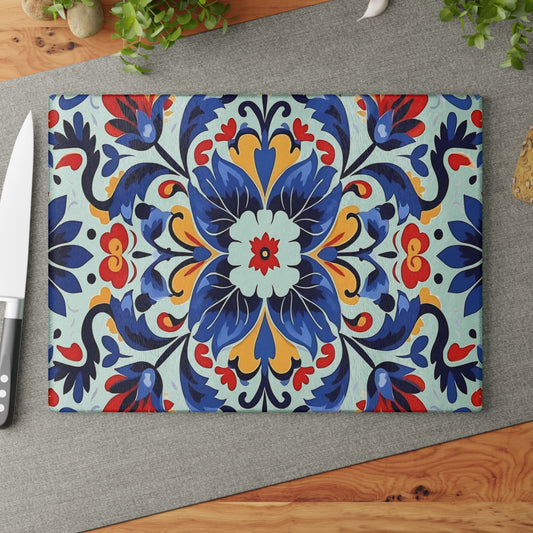Tabla de cortar de vidrio con diseño floral: decoración de cocina, regalo de inauguración, utensilio de cocina, regalo de boda, accesorio para el hogar