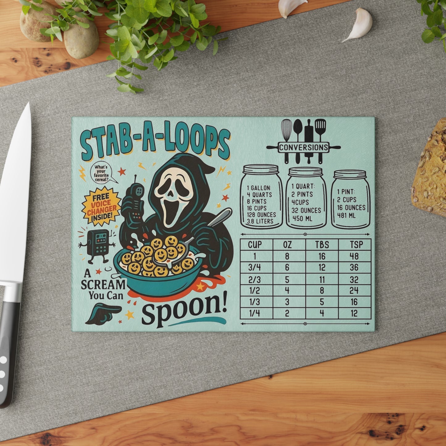 🔪 “Stab-A-Loops” Horror Cereal Cutting Board – A Scream You Can Spoon! 🍽️