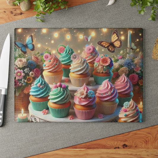 Tabla para cortar cupcakes, tabla para cortar vidrio, decoración para hornear, tabla para postres, artículos esenciales de cocina, dulces, tabla de charcutería, amante de la repostería