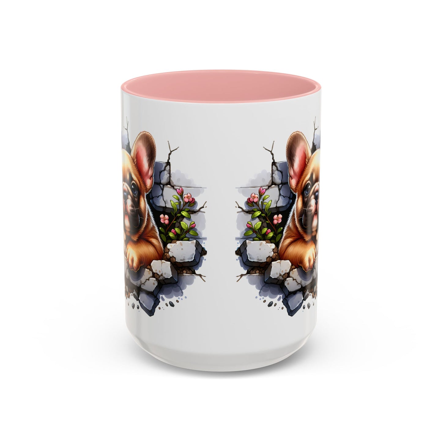 🐾☕ Tan French Bulldog Puppy Accent Mug – Sweet Peek-Through Pup Design ✨