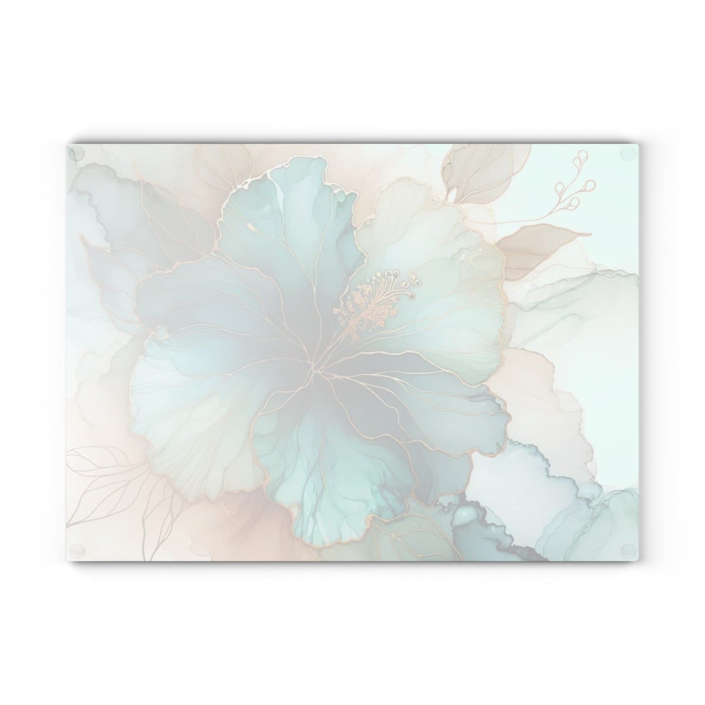 Teal Bloom Harmony Cutting Board – Soft Watercolor Floral Kitchen Art