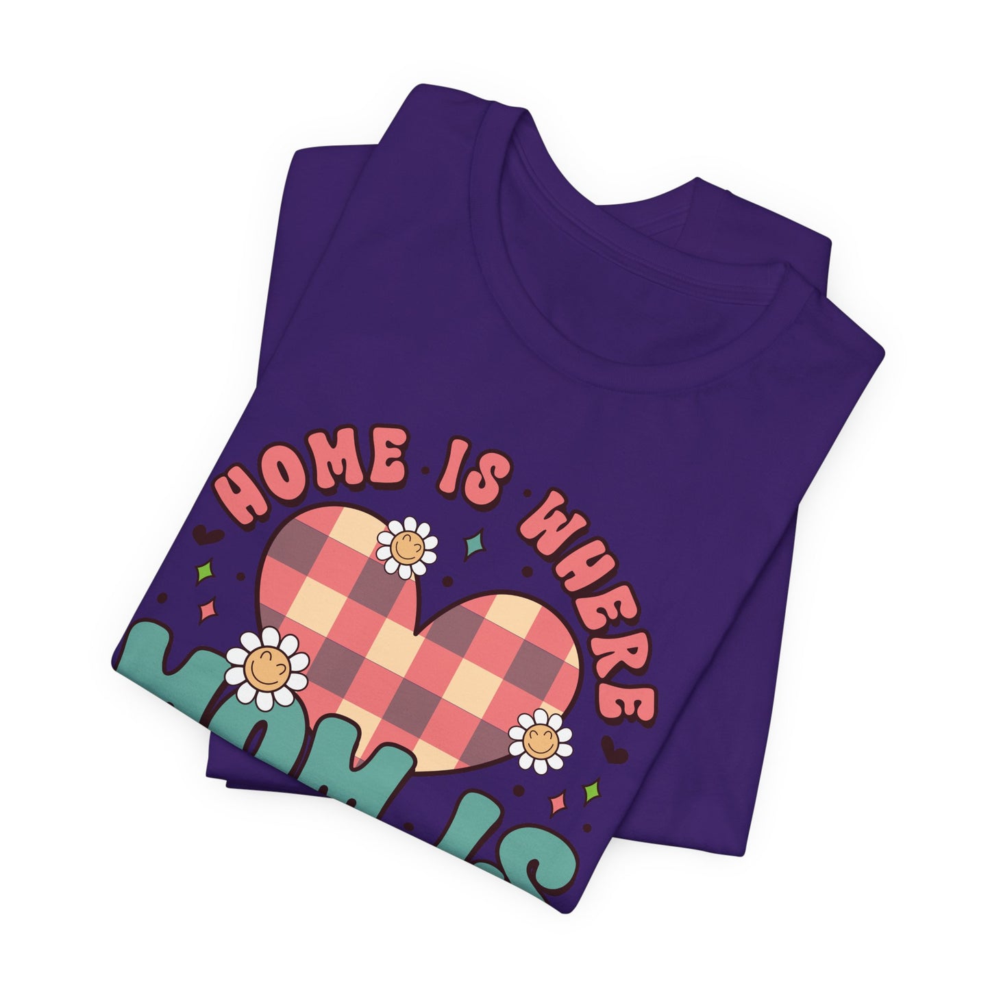 💐 Home Is Where Mom Is – Heart & Daisy Mom T-Shirt 🌸