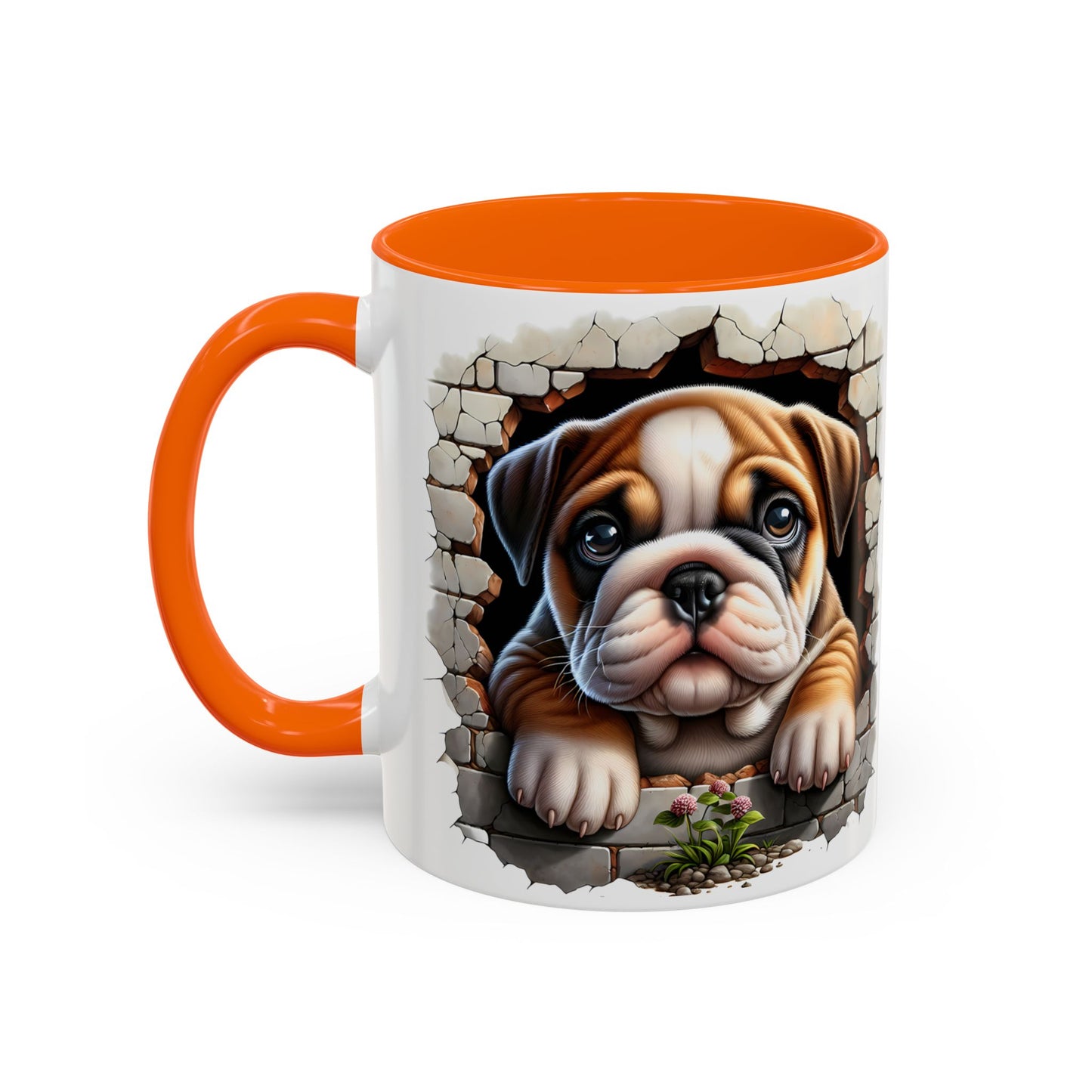 🎀🐶 English Bulldog Puppy Accent Mug – Cute Peek-Through Dog Design for Animal Lovers ☕💖