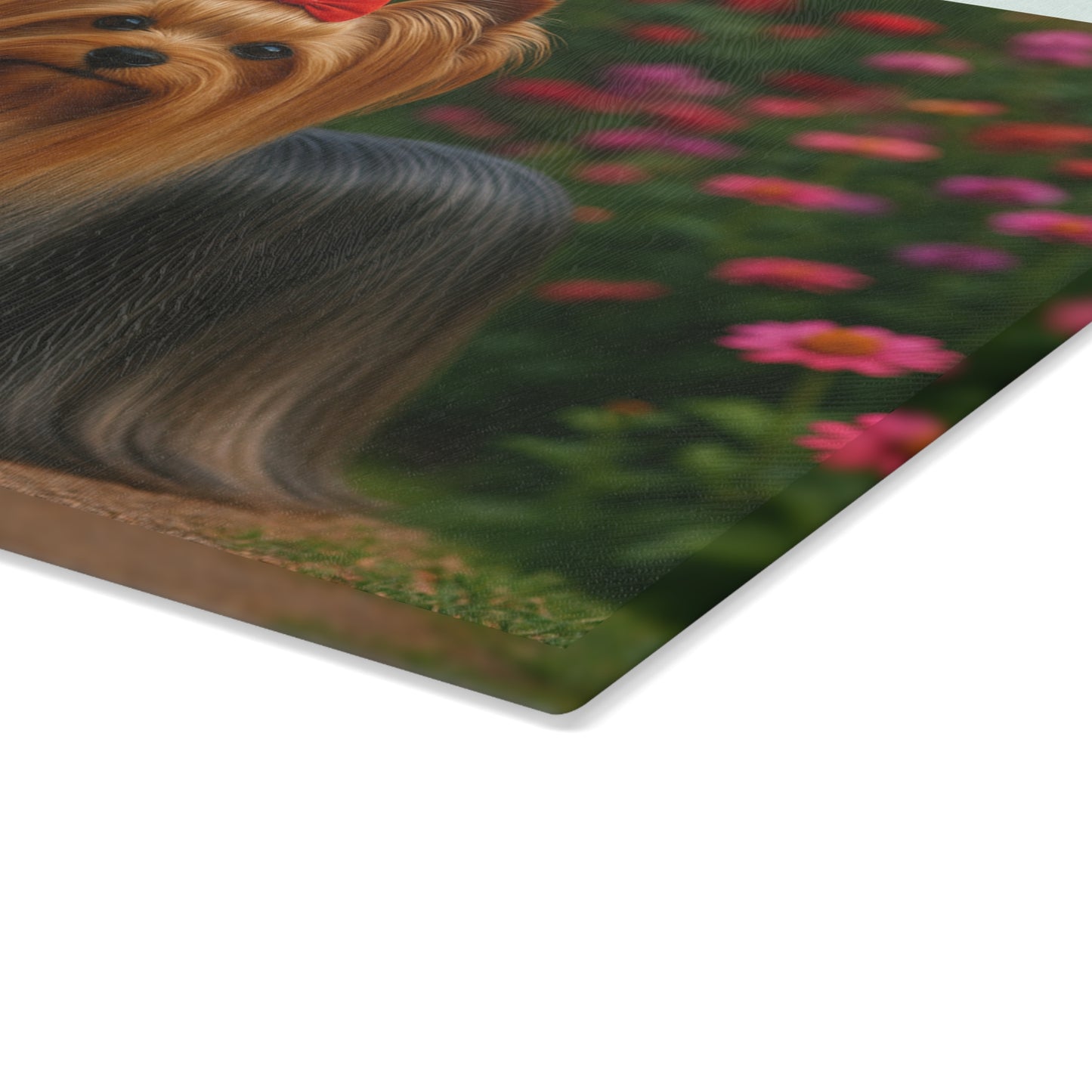 🐾🌸 Yorkie in Bloom Cutting Board – Elegant Floral Beauty for Your Kitchen 🌼