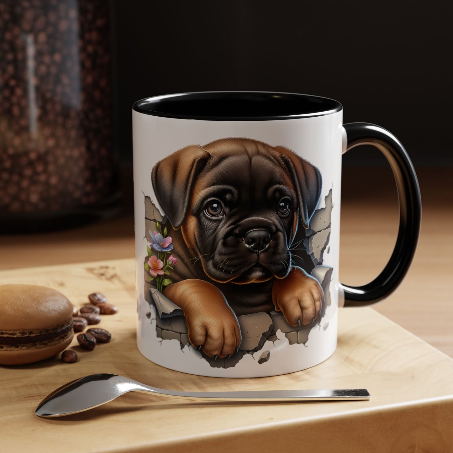 🧡 Boxer Puppy Accent Mug – Adorable Peek-Through Cup for Dog Lovers