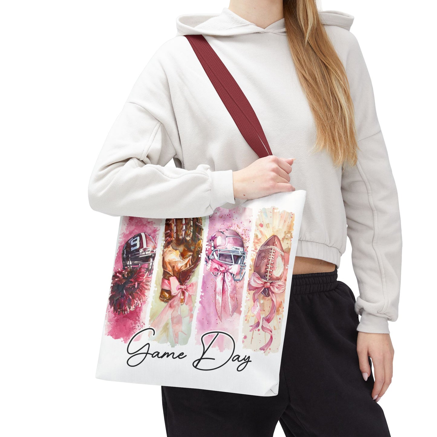 🏈 Game Day Pink Ribbon Tote Bag – Football & Pink Power 💖👜