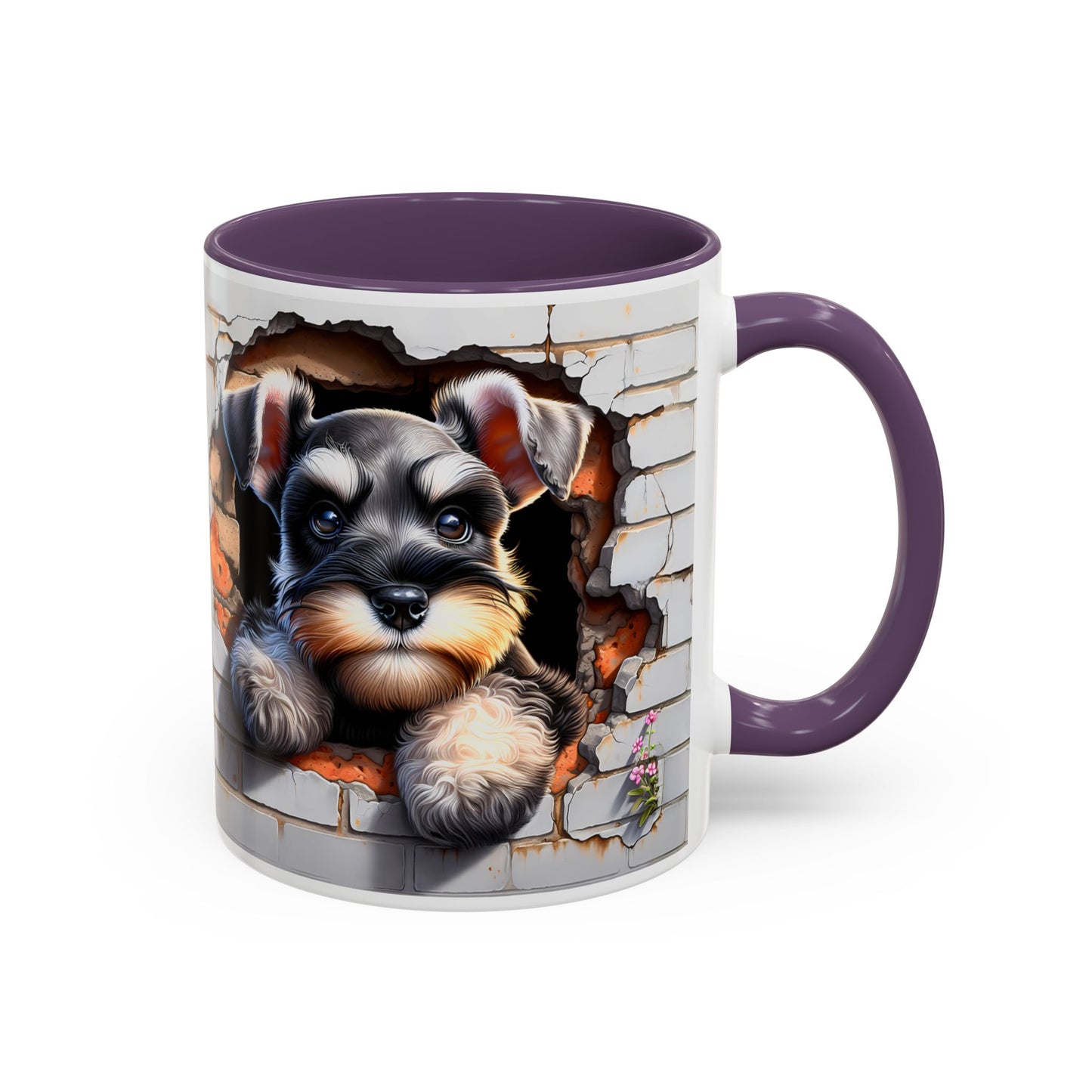 🎀🐶 Schnauzer Puppy Accent Mug – Cute Peek-Through Dog Design for Animal Lovers ☕💖