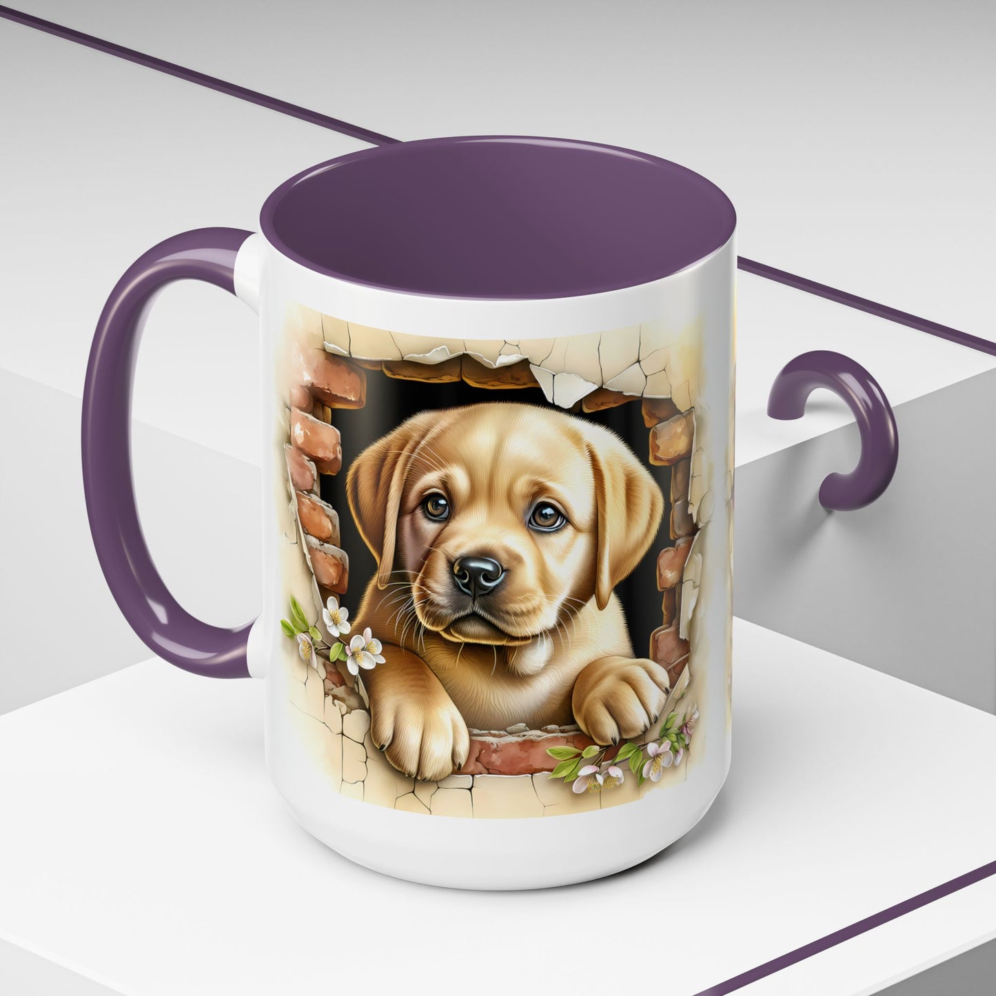 🐶☕ Labrador Puppy Peek Accent Mug – Sweet Yellow Lab Lover Gift ✨💛