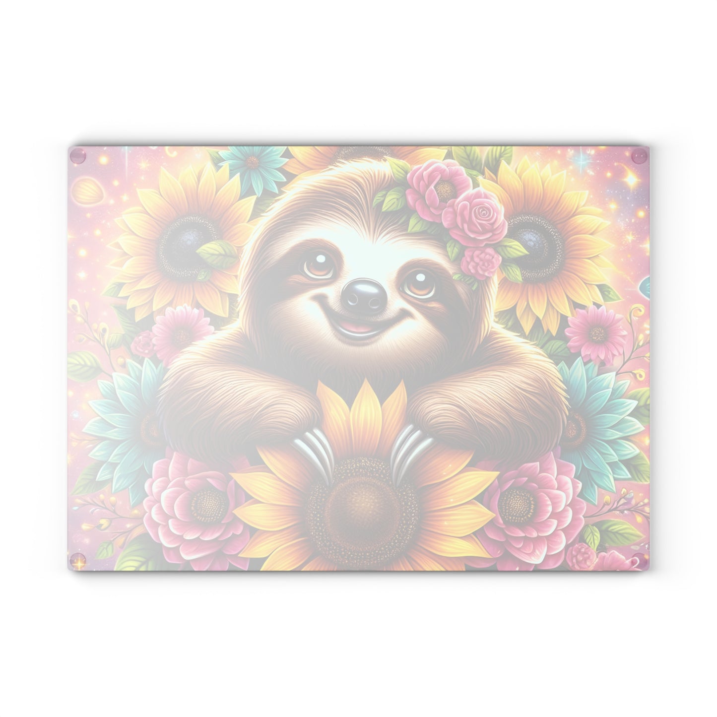🦥 Sunflower Sloth Cutting Board – Whimsical Blooms for Your Kitchen 🌻