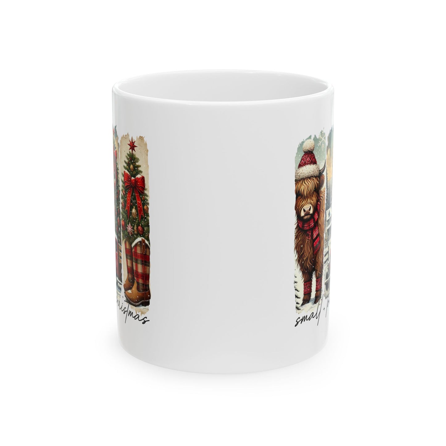 Taza de café navideña Highland Cow Country: un acogedor encanto rústico navideño en cada sorbo