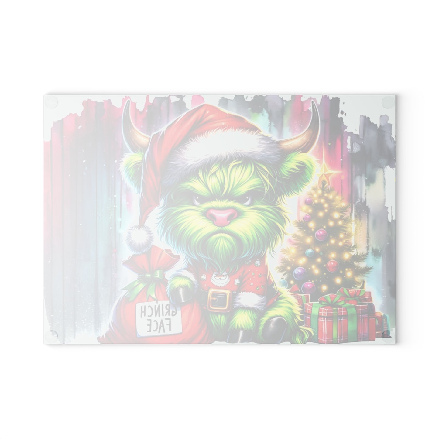Green Holiday Highland Pup Cutting Board – Festive Christmas Kitchen Art