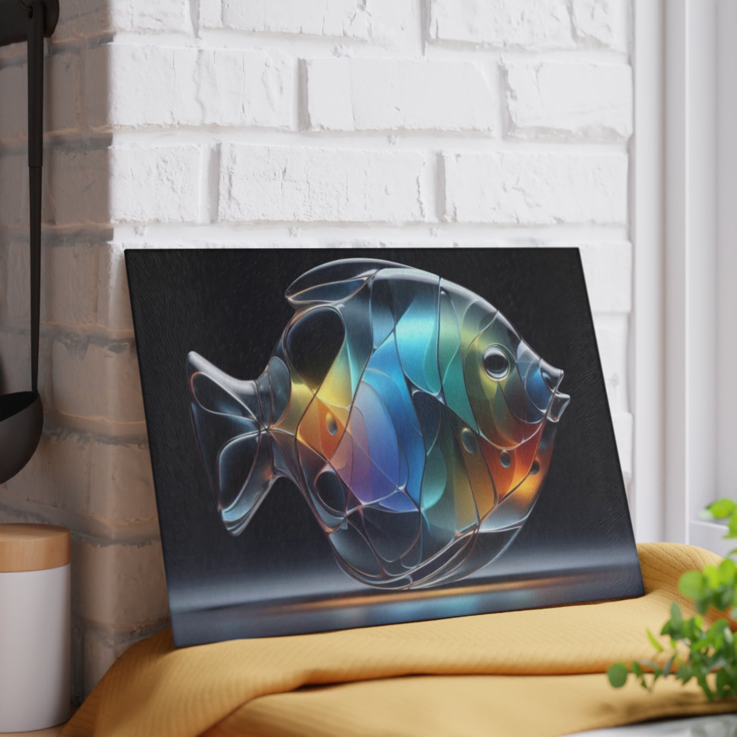 Glass-Style Saltwater Angelfish Glass Cutting Board – Elegant Ocean Kitchen Art | Tempered Glass Charcuterie & Prep Board