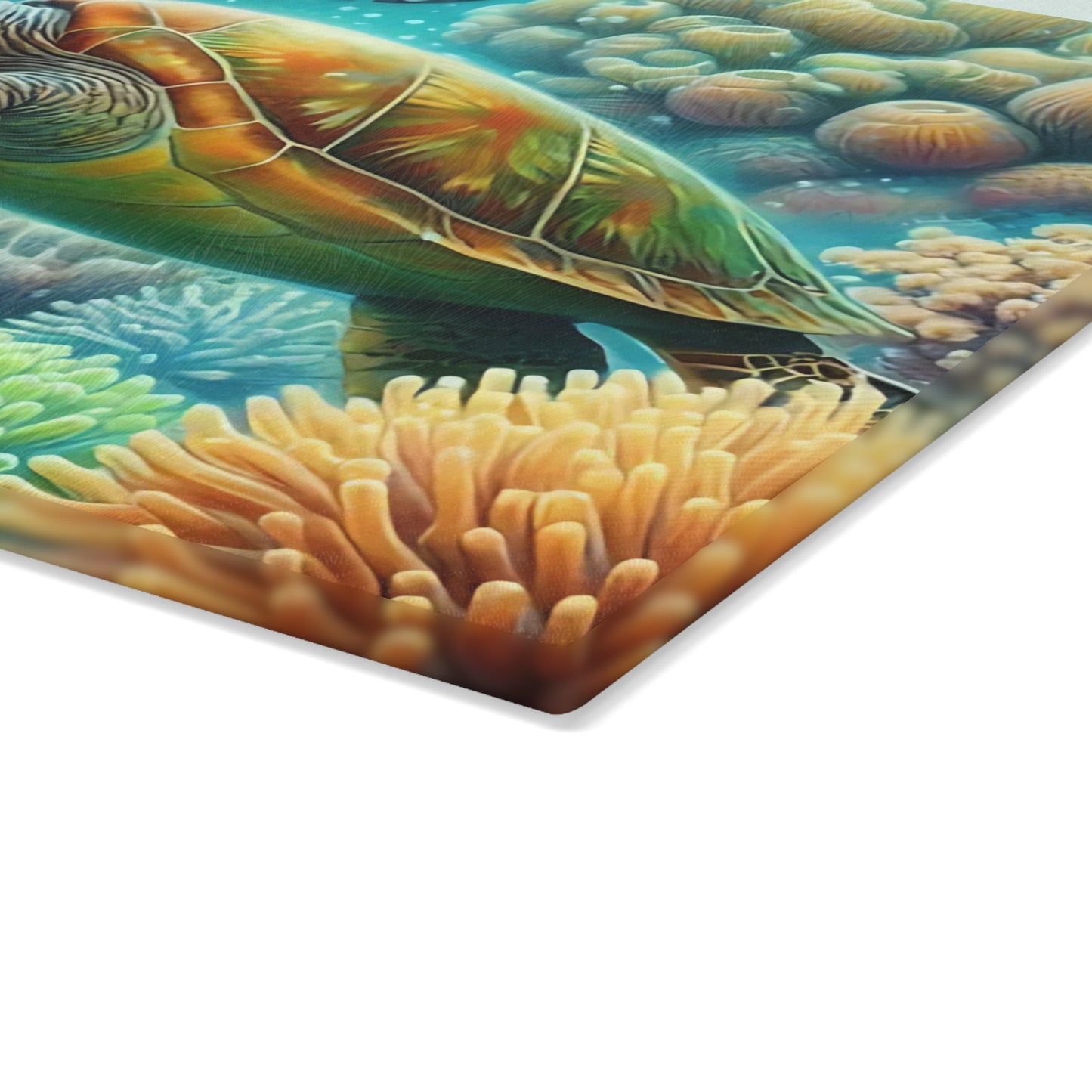Rainbow Coral Sea Turtle Cutting Board – Vivid Marine Fantasy