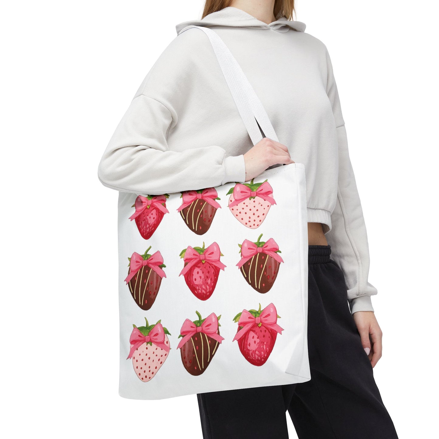 🍓 Chocolate-Covered Strawberry Tote Bag – Sweet, Stylish & Practical 🍫