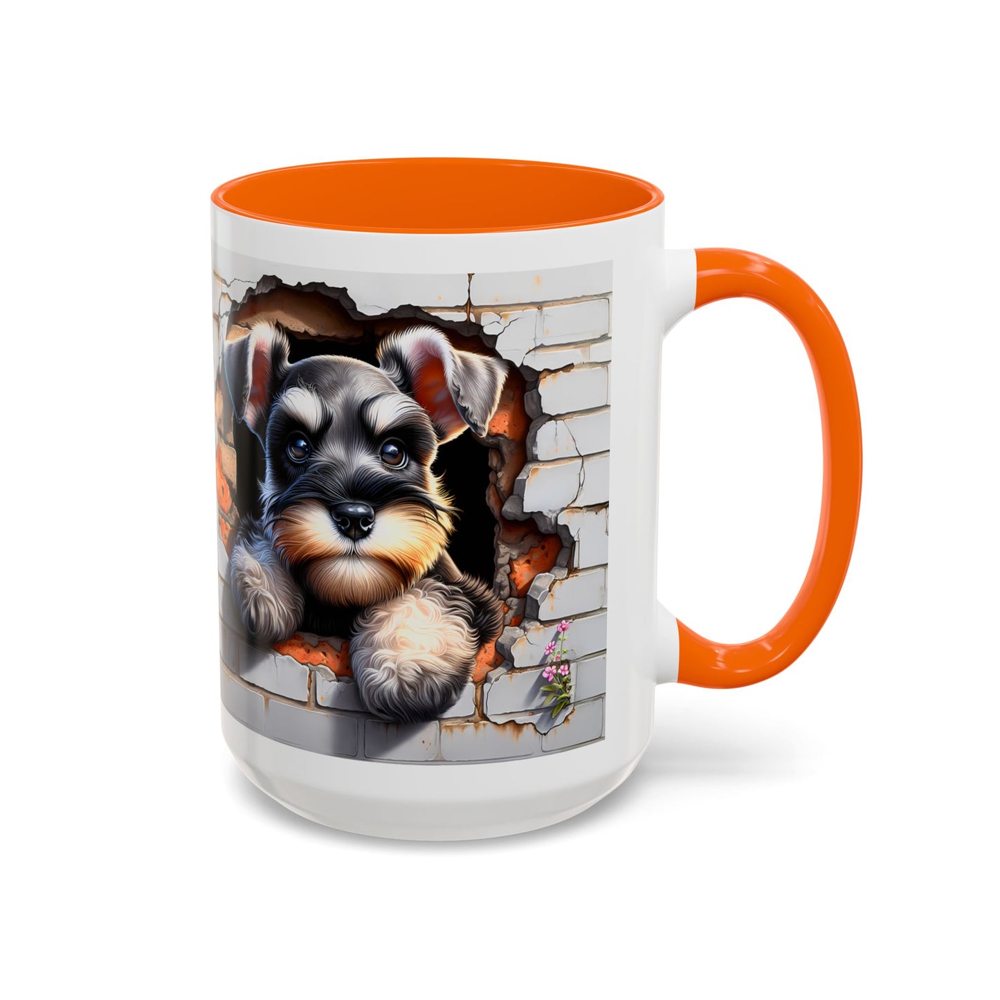 🎀🐶 Schnauzer Puppy Accent Mug – Cute Peek-Through Dog Design for Animal Lovers ☕💖